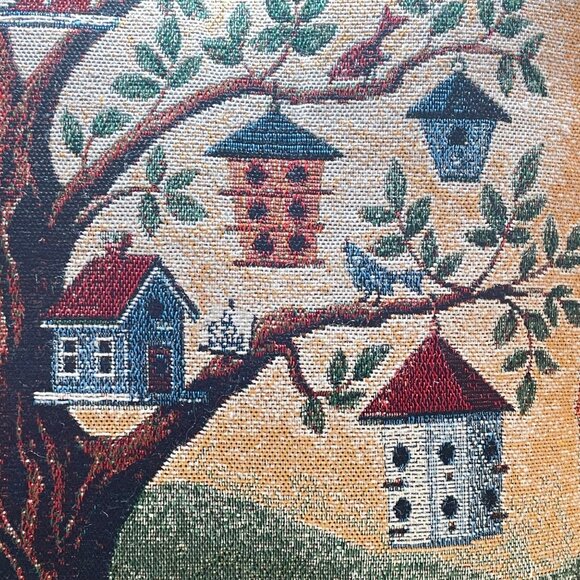 Pretty Vintage Birdhouse Tapestry Accent Pillow 16" - Picture 3 of 9
